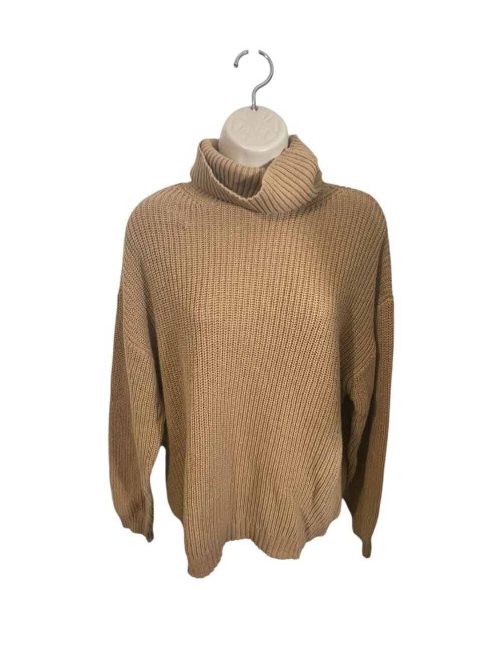 BY DESIGN Women's Size Medium Camel Tan Cowlneck Pullover Sweater